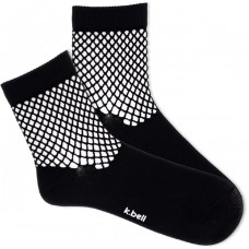 K. Bell Women's Net Crew Socks 1 Pair, Black, Women's 4-10 Shoe