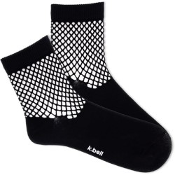K. Bell Women's Net Crew Socks 1 Pair, Black, Women's 4-10 Shoe