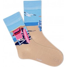 K. Bell Women's Beach Hut Crew Socks 1 Pair, Aqua, Women's 4-10 Shoe