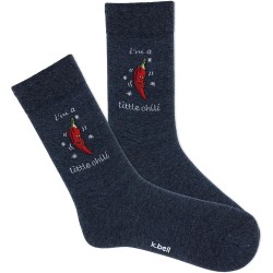 K. Bell Women's I'M A Little Chilli Crew Socks 1 Pair, Denim Heather, Women's 4-10