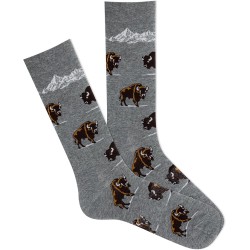 K. Bell Men's Winter Bison Crew Socks 1 Pair, Medium Grey Heather, Men's 6-12 Shoe