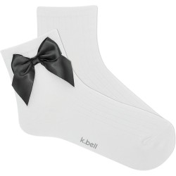 K. Bell Women's Bow Anklet Socks 1 Pair, White, Women's 4-10