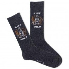 K. Bell Men's Keep It Wild Crew Socks 1 Pair, Black Heather, Men's 10-13