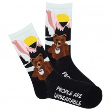 K. Bell Women's People Are Unbearable Crew Socks 1 Pair, Black, Women's 9-11