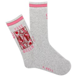 K. Bell Women's Yass Queen Crew Socks 1 Pair, Grey Heather, Women's 9-11