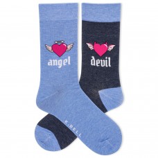 K. Bell Women's Angel Vs Devil Crew Socks 1 Pair, Soft Blue Heather, Women's 9-11