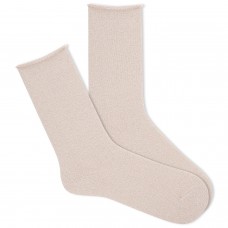 K. Bell Women's S&D Supersoft Sparkle Roll Socks 1 Pair, Ivory, Women's 9-11