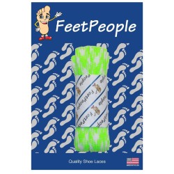 FeetPeople Glow Flat Laces, Neon Green Argyle