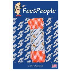 FeetPeople Glow Flat Laces, Neon Orange Argyle