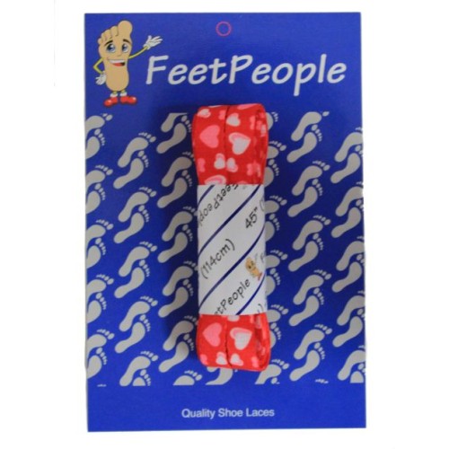 FeetPeople Printed Hearts Flat Shoelaces