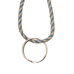 FeetPeople Round Lace Key Chain, Carolina Blue And Whie Stripe FeetPeople Round Lace Key Chain, Carolina Blue And Whie Stripe