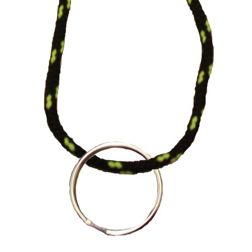 FeetPeople Round Lace Key Chain, Navy With Neon Green Chip