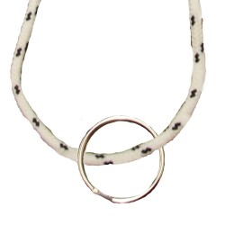 FeetPeople Round Lace Key Chain, White With Black Chip