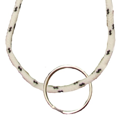 FeetPeople Round Lace Key Chain, White With Black Chip