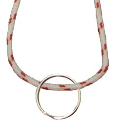 FeetPeople Round Lace Key Chain, White With Red Chip FeetPeople Round Lace Key Chain, White With Red Chip