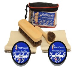 FeetPeople Deluxe Leather Care Kit with Travel Bag, Brown FeetPeople Deluxe Leather Care Kit with Travel Bag, Brown