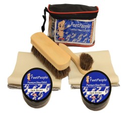 FeetPeople Deluxe Leather Care Kit with Travel Bag, Dark Brown FeetPeople Deluxe Leather Care Kit with Travel Bag, Dark Brown