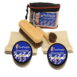 FeetPeople Deluxe Leather Care Kit with Travel Bag, Light Brown FeetPeople Deluxe Leather Care Kit with Travel Bag, Light Brown