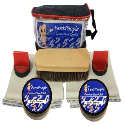 FeetPeople Premium Leather Care Kit with Travel Bag, Light Brown