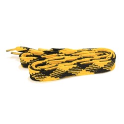 FootGalaxy High Quality Fat Laces For Boots And Shoes, Black-Gold-Argyle