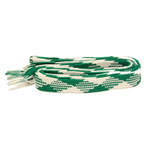 FootGalaxy High Quality Fat Laces For Boots And Shoes, Kellygreen-White-Argyle