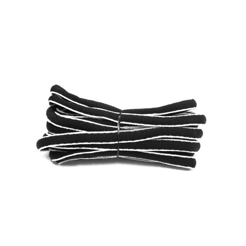 FootGalaxy Oval Laces For Boots And Shoes, Black with White Pipe