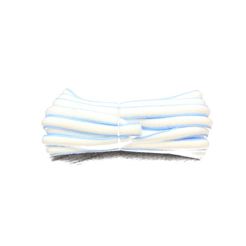 FootGalaxy Oval Laces For Boots And Shoes, White with Carolina Blue Pipe