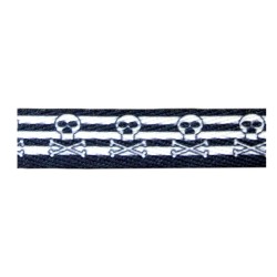FootGalaxy Black and White Stripe with Skull Shoe Laces