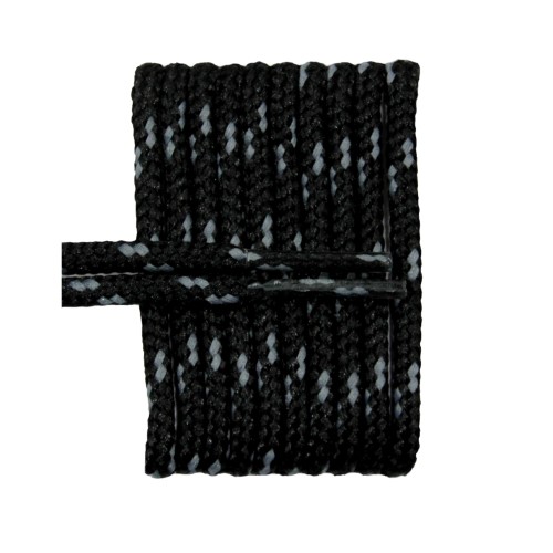 FootGalaxy High Quality Round Laces For Boots And Shoes, Black With Silver Chip FootGalaxy High Quality Round Laces For Boots And Shoes, Black With Silver Chip