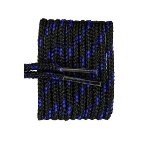 FootGalaxy High Quality Round Laces For Boots And Shoes, Black With Royal Chip