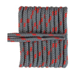 FootGalaxy High Quality Round Laces For Boots And Shoes, Grey With Red Chip