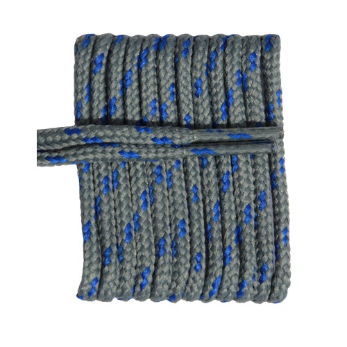 FootGalaxy High Quality Round Laces For Boots And Shoes, Grey With Royal Chip FootGalaxy High Quality Round Laces For Boots And Shoes, Grey With Royal Chip