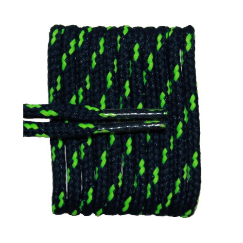 FootGalaxy High Quality Round Laces For Boots And Shoes, Navy With Neon Green Chip FootGalaxy High Quality Round Laces For Boots And Shoes, Navy With Neon Green Chip