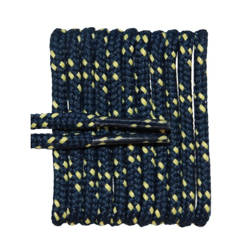 FootGalaxy High Quality Round Laces For Boots And Shoes, Navy With Yellow Chip FootGalaxy High Quality Round Laces For Boots And Shoes, Navy With Yellow Chip