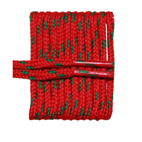 FootGalaxy High Quality Round Laces For Boots And Shoes, Red With Green Chip FootGalaxy High Quality Round Laces For Boots And Shoes, Red With Green Chip