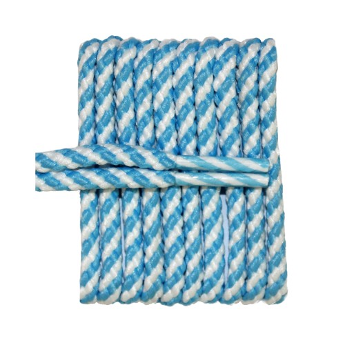 FootGalaxy High Quality Round Laces For Boots And Shoes, Carolina Blue And Whie Stripe FootGalaxy High Quality Round Laces For Boots And Shoes, Carolina Blue And Whie Stripe
