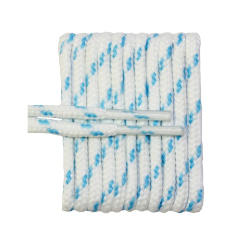 FootGalaxy High Quality Round Laces For Boots And Shoes, White With Carolina Blue Chip FootGalaxy High Quality Round Laces For Boots And Shoes, White With Carolina Blue Chip
