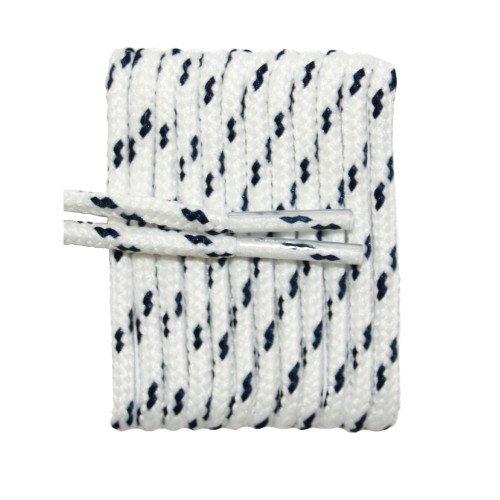 FootGalaxy High Quality Round Laces For Boots And Shoes, White With Navy Chip FootGalaxy High Quality Round Laces For Boots And Shoes, White With Navy Chip