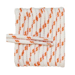 FootGalaxy High Quality Round Laces For Boots And Shoes, White With Orange Chip