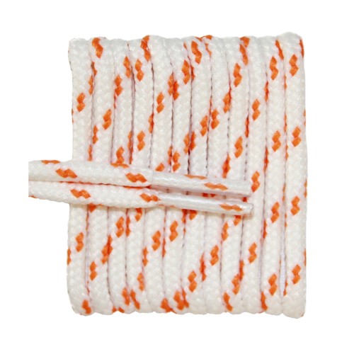 FootGalaxy High Quality Round Laces For Boots And Shoes, White With Orange Chip FootGalaxy High Quality Round Laces For Boots And Shoes, White With Orange Chip