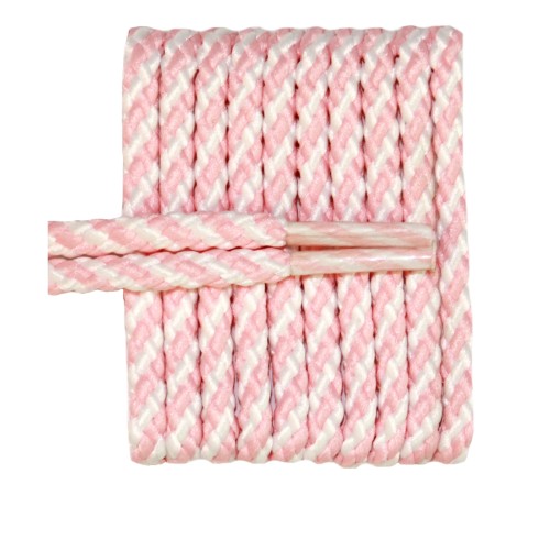 FootGalaxy High Quality Round Laces For Boots And Shoes, Pink And White Stripe FootGalaxy High Quality Round Laces For Boots And Shoes, Pink And White Stripe