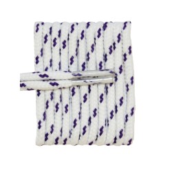FootGalaxy High Quality Round Laces For Boots And Shoes, White With Purple Chip