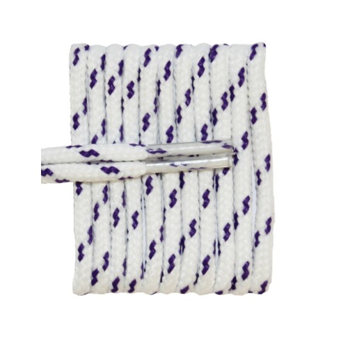 FootGalaxy High Quality Round Laces For Boots And Shoes, White With Purple Chip FootGalaxy High Quality Round Laces For Boots And Shoes, White With Purple Chip