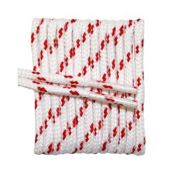 FootGalaxy High Quality Round Laces For Boots And Shoes, White With Red Chip