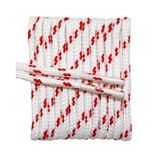 FootGalaxy High Quality Round Laces For Boots And Shoes, White With Red Chip FootGalaxy High Quality Round Laces For Boots And Shoes, White With Red Chip