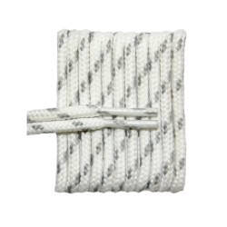 FootGalaxy High Quality Round Laces For Boots And Shoes, White With Grey Chip