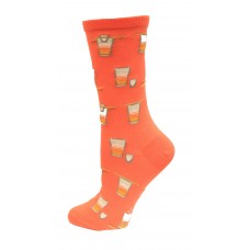 HotSox Sake Bomb Socks, Coral, 1 Pair, Women Shoe 4-10