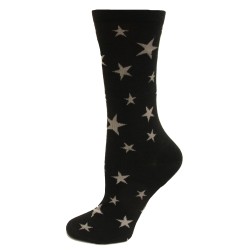 HotSox Glow In The Dark Stars Socks, Black, 1 Pair, Women Shoe 4-10