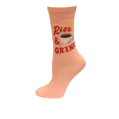 HotSox Rise And Grind Socks, Pink Heather, 1 Pair, Women Shoe 4-10
