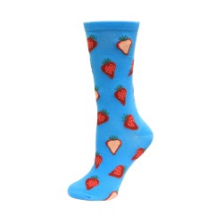 HotSox Strawberries Socks, Aqua, 1 Pair, Women Shoe 4-10